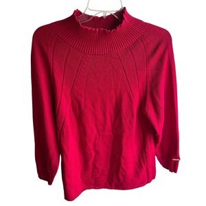 St. John Women's Vintage 2001 Magenta Mock Neck Wool Rayon Blend Knit Sweater